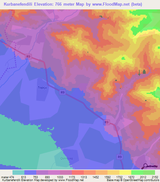 Kurbanefendili,Azerbaijan Elevation Map