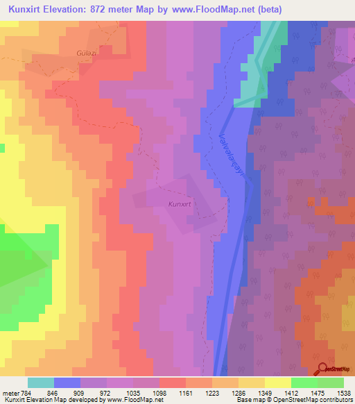 Kunxirt,Azerbaijan Elevation Map