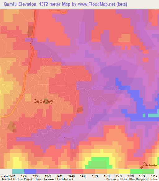 Qumlu,Azerbaijan Elevation Map