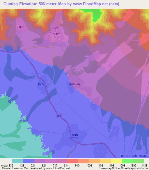 Qumlaq,Azerbaijan Elevation Map