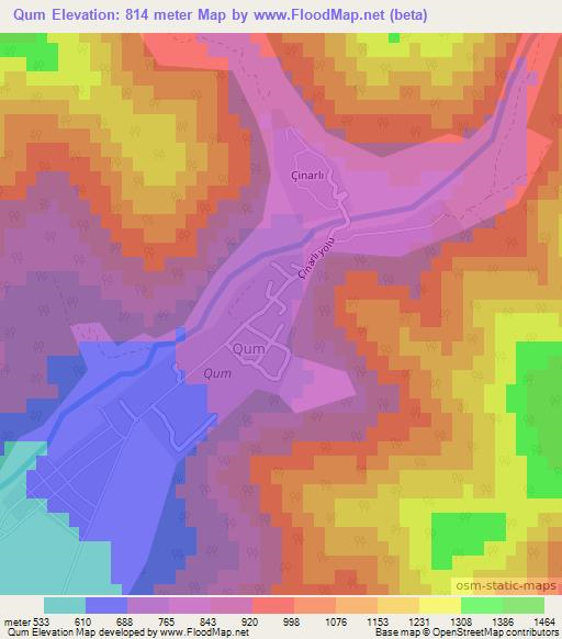 Qum,Azerbaijan Elevation Map