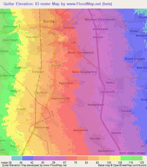 Qullar,Azerbaijan Elevation Map