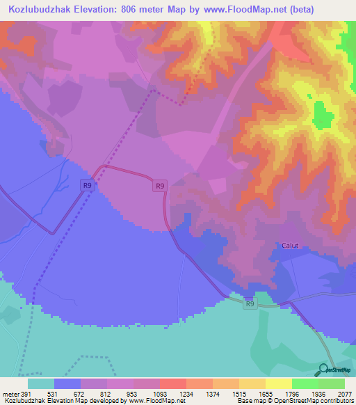 Kozlubudzhak,Azerbaijan Elevation Map
