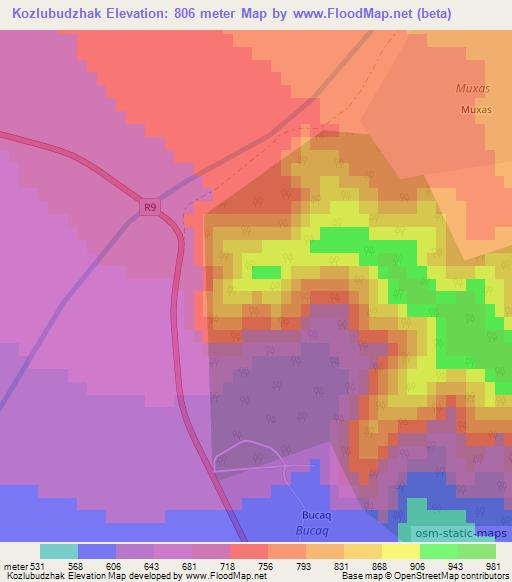 Kozlubudzhak,Azerbaijan Elevation Map