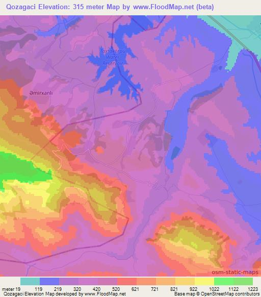Qozagaci,Azerbaijan Elevation Map