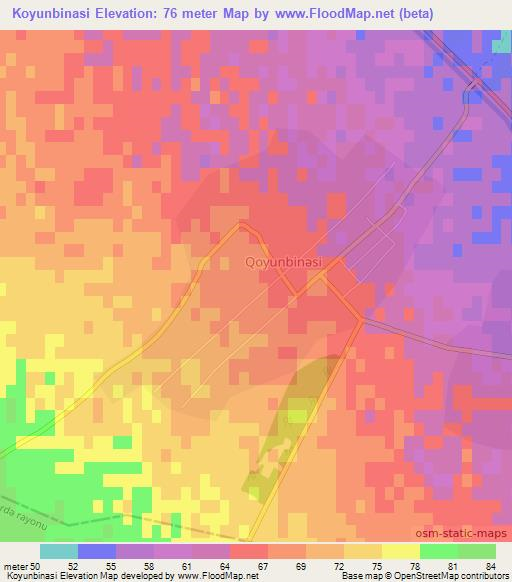 Koyunbinasi,Azerbaijan Elevation Map