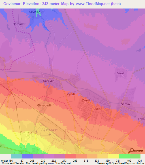 Qovlarsari,Azerbaijan Elevation Map