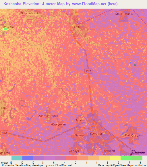 Koshaoba,Azerbaijan Elevation Map