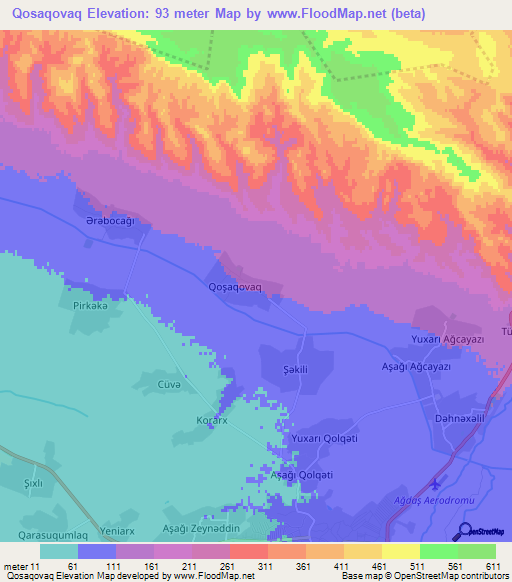 Qosaqovaq,Azerbaijan Elevation Map