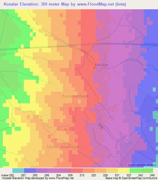 Kosalar,Azerbaijan Elevation Map