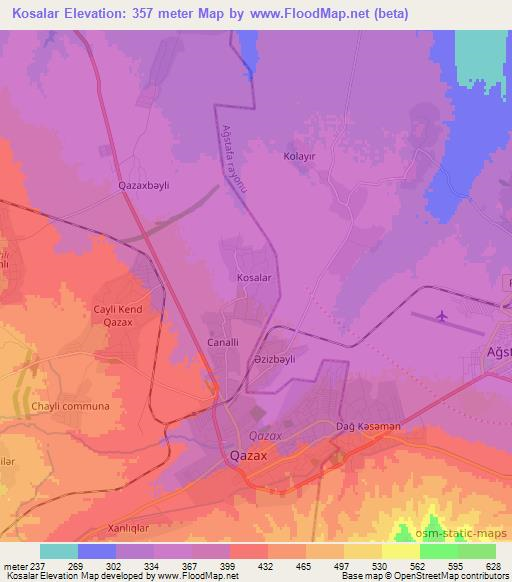 Kosalar,Azerbaijan Elevation Map