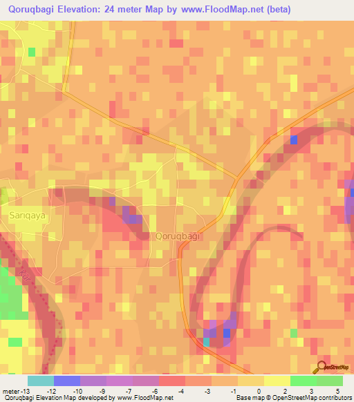 Qoruqbagi,Azerbaijan Elevation Map