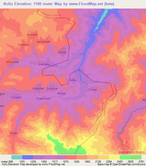 Kollu,Azerbaijan Elevation Map