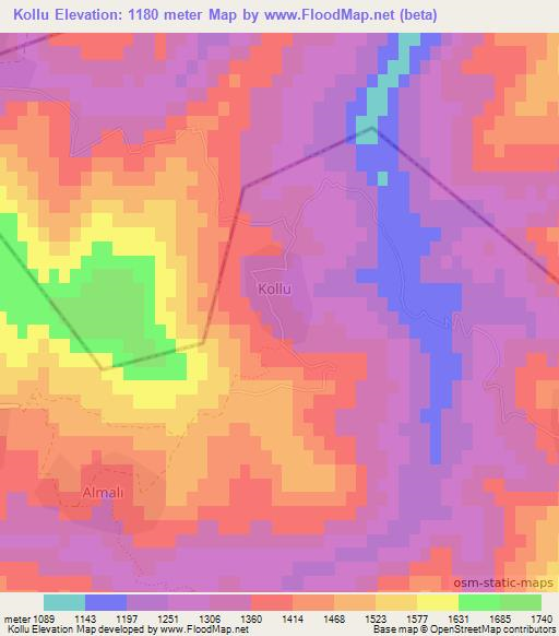 Kollu,Azerbaijan Elevation Map