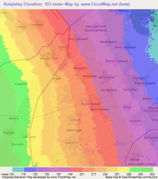 Kolqislaq,Azerbaijan Elevation Map