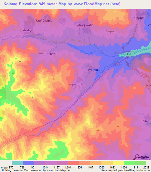 Kolatag,Azerbaijan Elevation Map