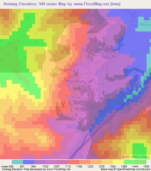 Kolatag,Azerbaijan Elevation Map