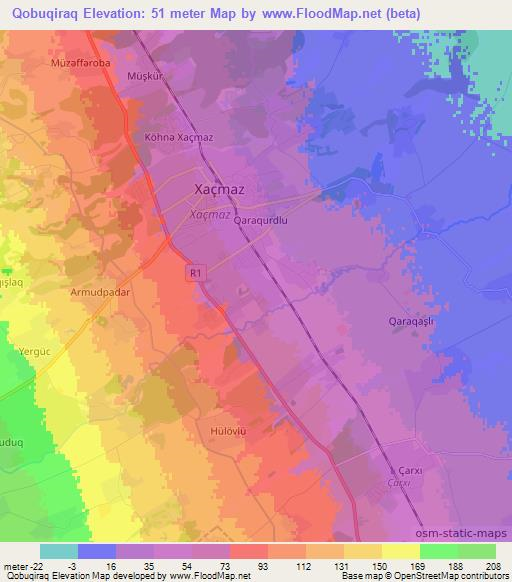 Qobuqiraq,Azerbaijan Elevation Map