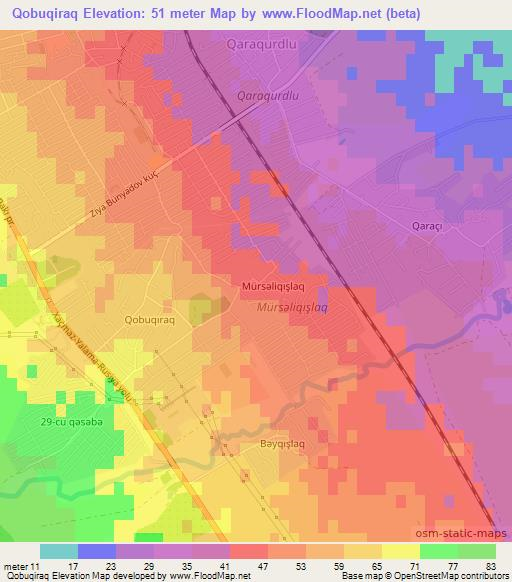 Qobuqiraq,Azerbaijan Elevation Map