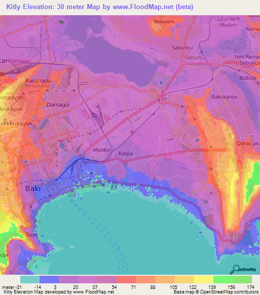 Kitly,Azerbaijan Elevation Map