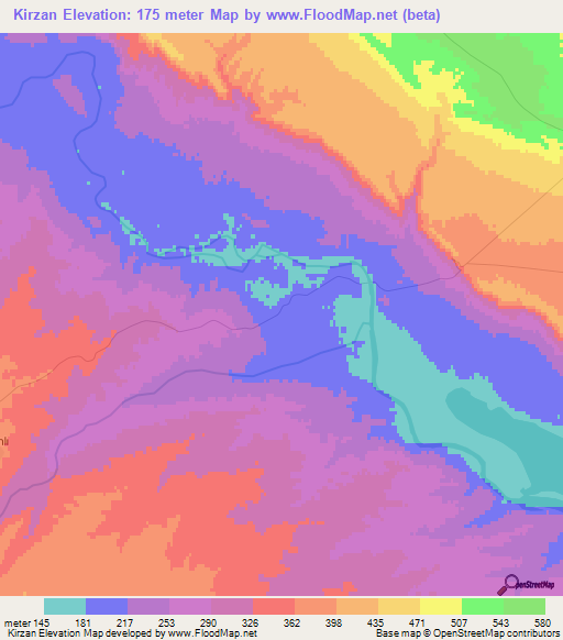 Kirzan,Azerbaijan Elevation Map
