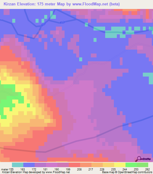 Kirzan,Azerbaijan Elevation Map