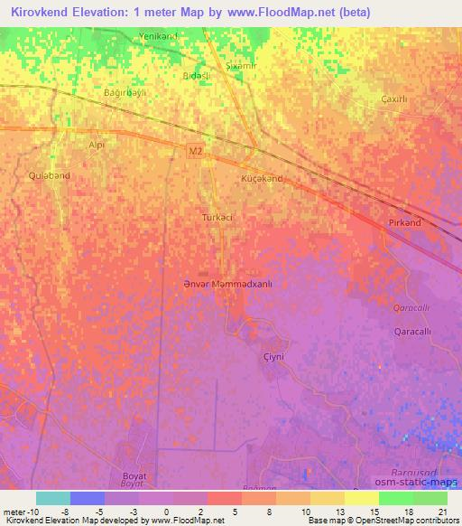 Kirovkend,Azerbaijan Elevation Map