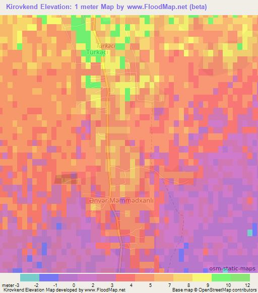 Kirovkend,Azerbaijan Elevation Map