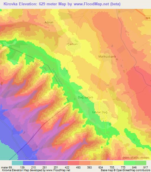 Kirovka,Azerbaijan Elevation Map