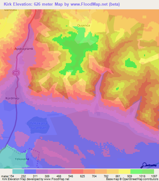 Kirk,Azerbaijan Elevation Map