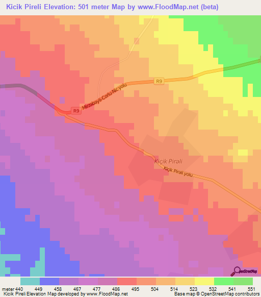 Kicik Pireli,Azerbaijan Elevation Map