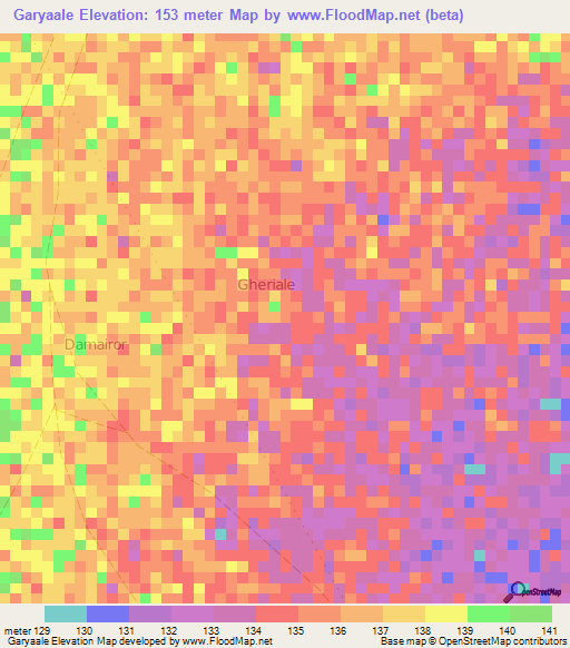 Garyaale,Somalia Elevation Map