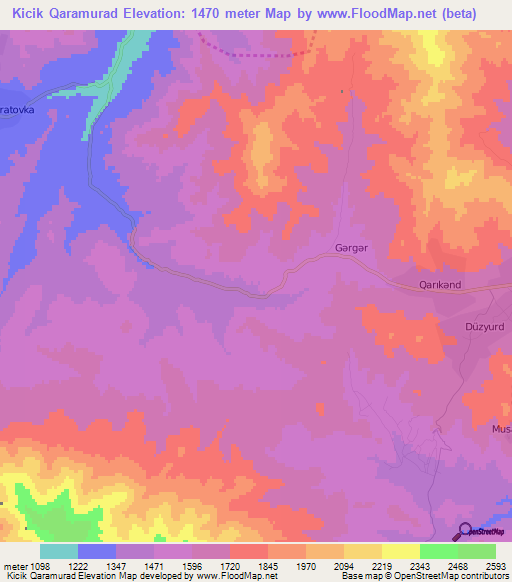 Kicik Qaramurad,Azerbaijan Elevation Map