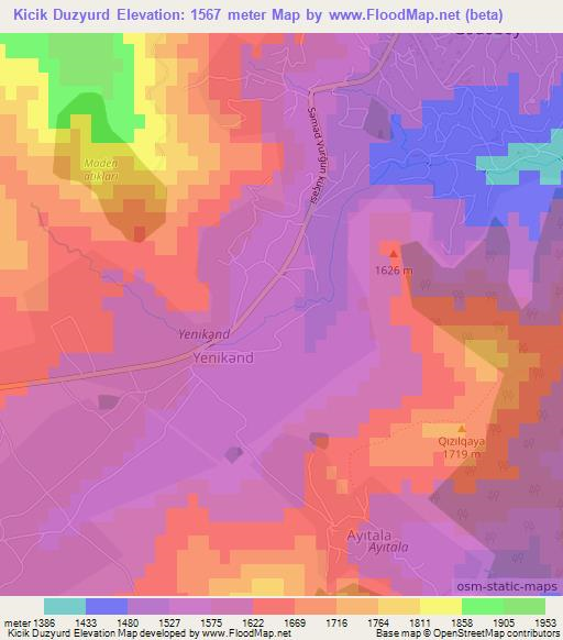 Kicik Duzyurd,Azerbaijan Elevation Map
