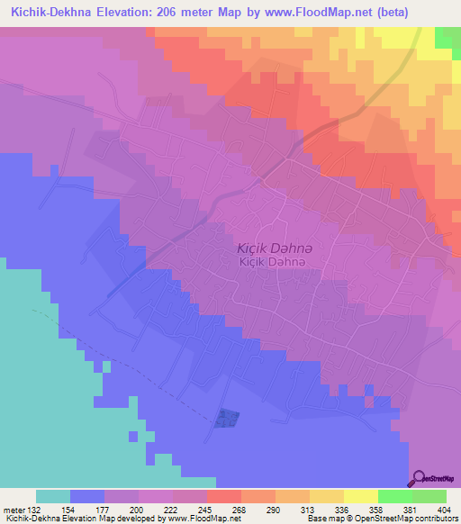 Kichik-Dekhna,Azerbaijan Elevation Map