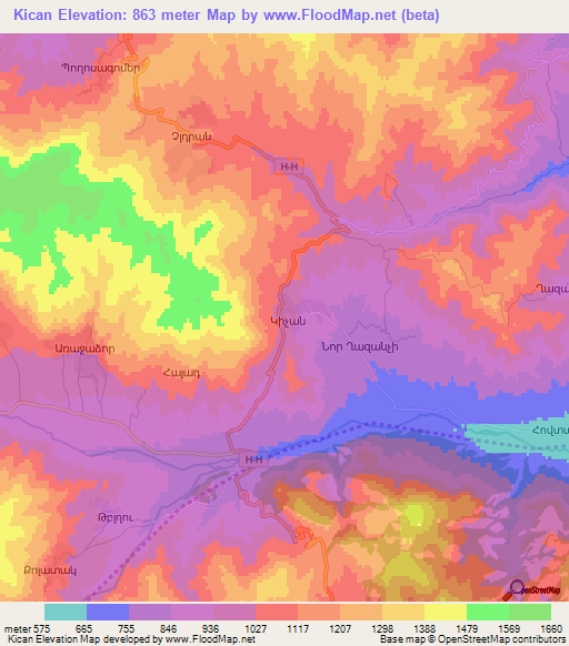 Kican,Azerbaijan Elevation Map
