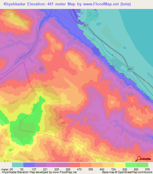 Khyshkadar,Azerbaijan Elevation Map