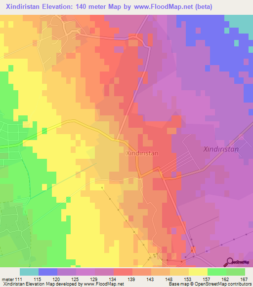 Xindiristan,Azerbaijan Elevation Map