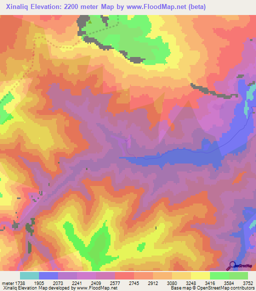 Xinaliq,Azerbaijan Elevation Map