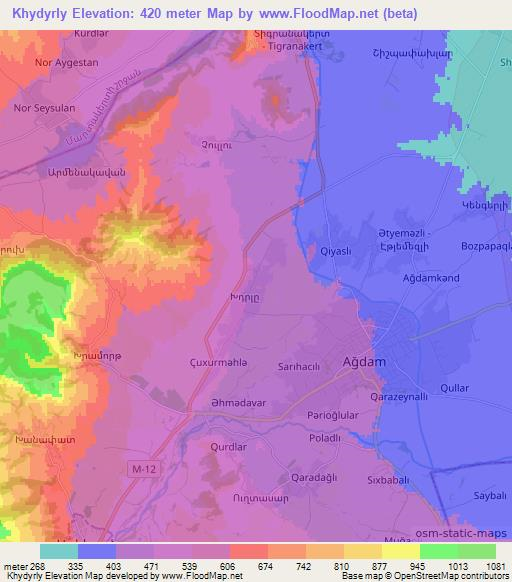 Khydyrly,Azerbaijan Elevation Map