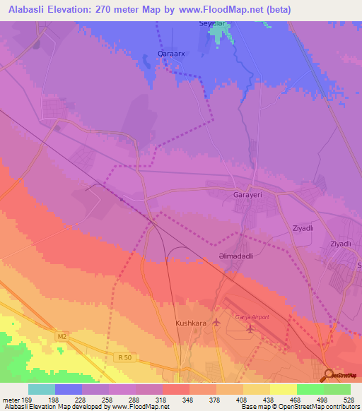 Alabasli,Azerbaijan Elevation Map