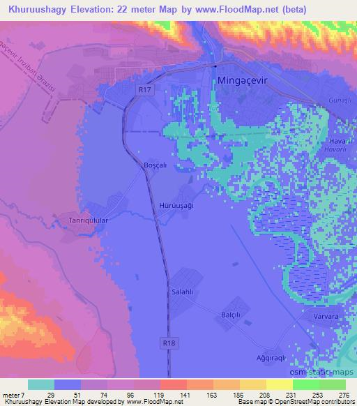 Khuruushagy,Azerbaijan Elevation Map