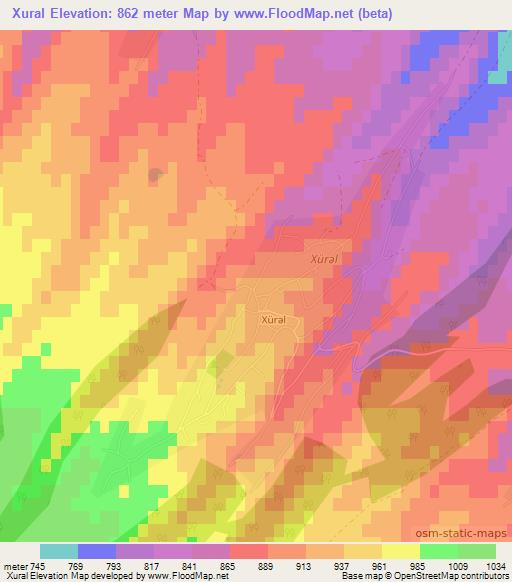 Xural,Azerbaijan Elevation Map