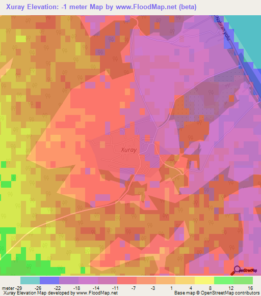 Xuray,Azerbaijan Elevation Map
