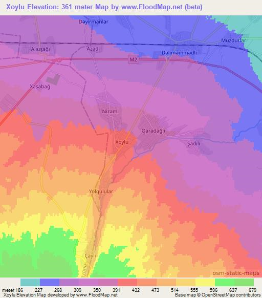 Xoylu,Azerbaijan Elevation Map