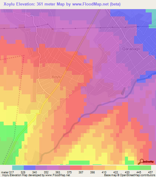 Xoylu,Azerbaijan Elevation Map