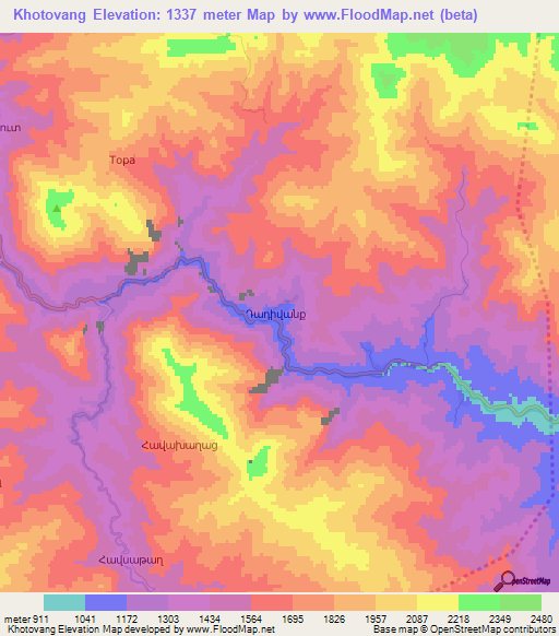 Khotovang,Azerbaijan Elevation Map