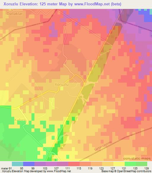 Xoruzlu,Azerbaijan Elevation Map