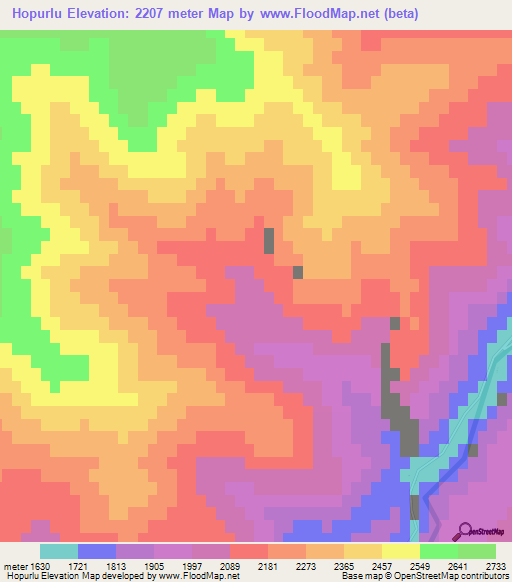 Hopurlu,Azerbaijan Elevation Map