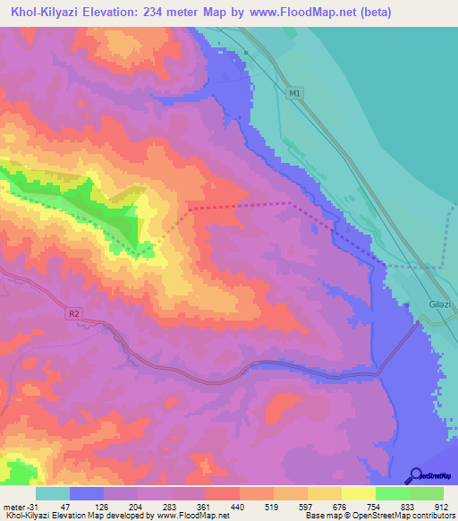 Khol-Kilyazi,Azerbaijan Elevation Map